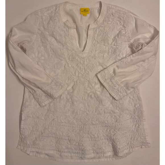 Roberta Roller Rabbit Samson Tunic Women's Sz S White/Floral Embroidered - Picture 1 of 5